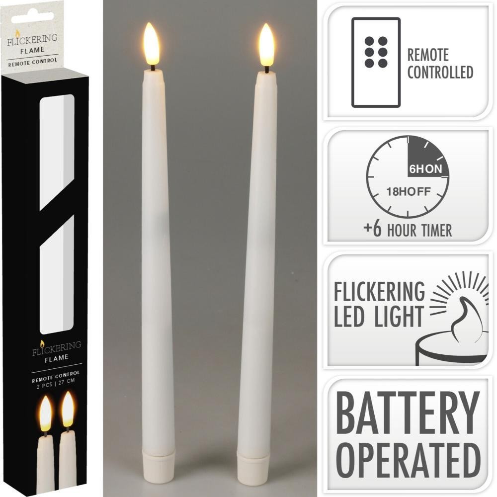 CANDELA LED 2 PZ. 27CM. BIANCO